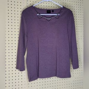 Rafaella Brown Womens Top Chains LG 3/4  long sleeve